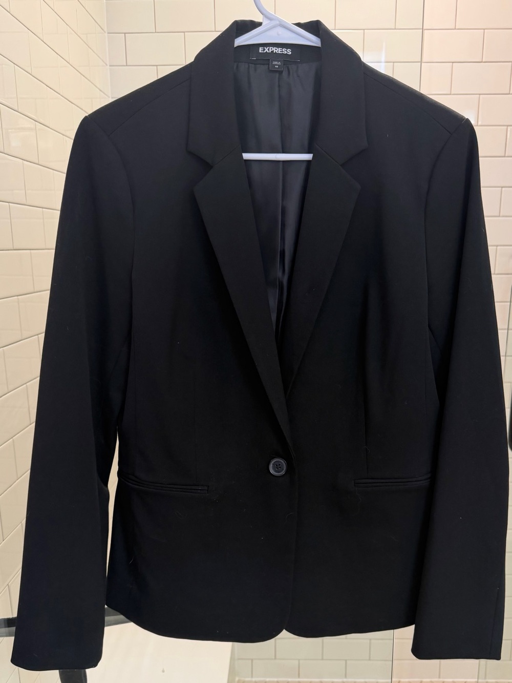 Express Black Single-Button Tailored Blazer